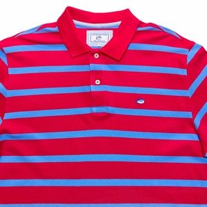Southern Tide Red Blue Striped Polo Men’s XL
